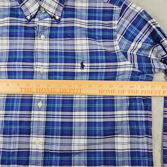 Ralph Lauren Classic Fit Performance Shirt Mens Medium Stretch Button Up Plaid - Picture 8 of 9